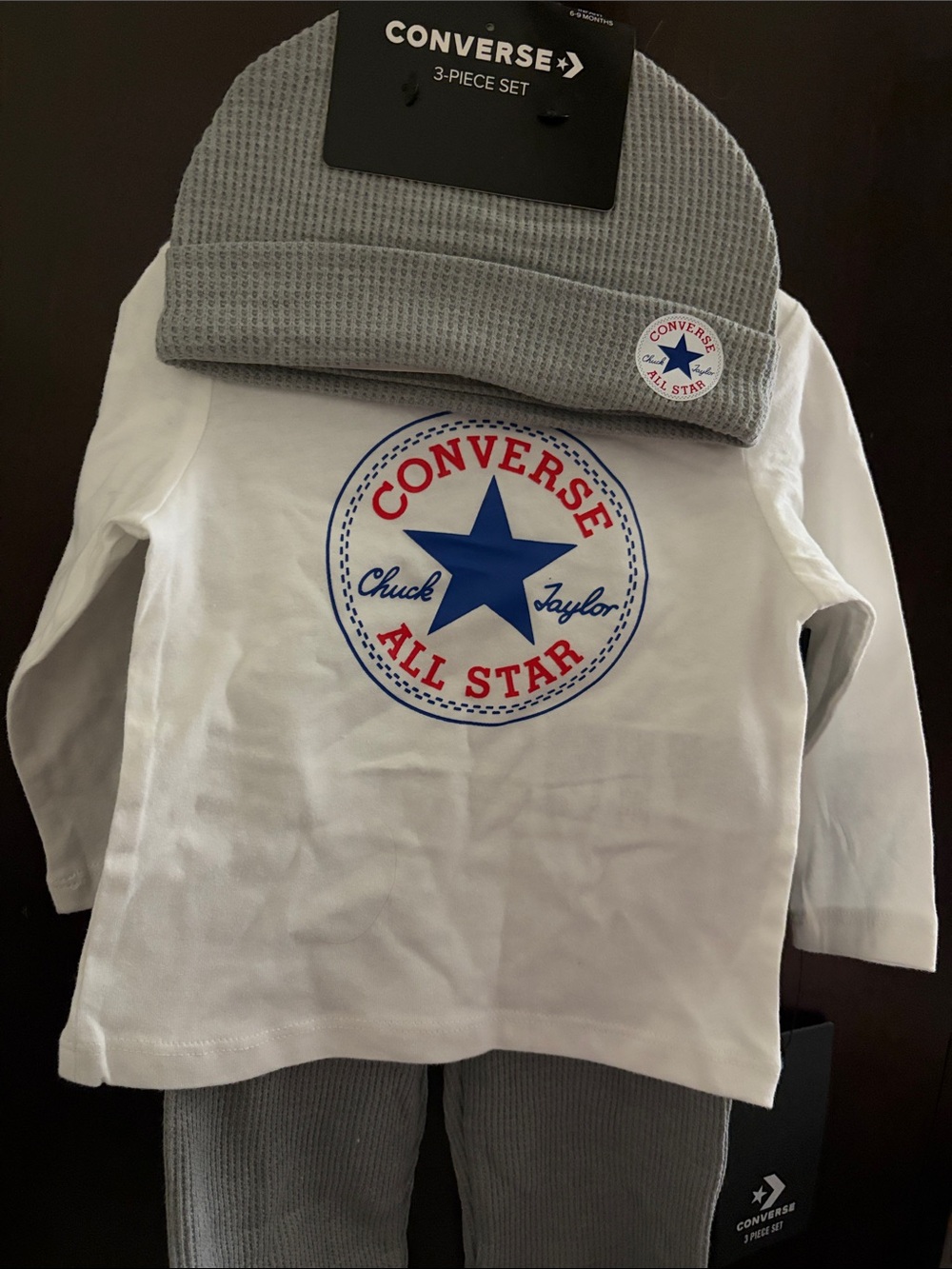 Converse Baby 3-Piece Set in White, Gray, Blue & Red